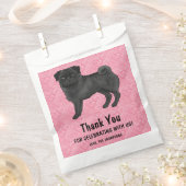 Zwart Pug Schattige Mops On Pink Hearts Dank u Bedankzakje (Geknipt)