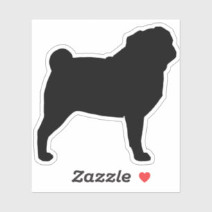 Zwart Pug Silhouet Hondenras Vinyl Sticker