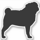 Zwart Pug Silhouet Hondenras Vinyl Sticker (Voorkant)