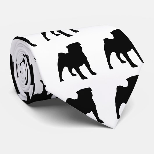 Zwart Pug Stropdas 2 (Opgerold)