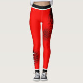 Zwart puntpatroon met naam op ROOD Leggings (Voorkant)