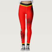 Zwart puntpatroon met naam op ROOD Leggings (Voorkant)