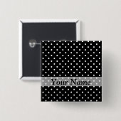 Zwart puntpuntpatroon vierkante button 5,1 cm (Voorkant /achterkant)