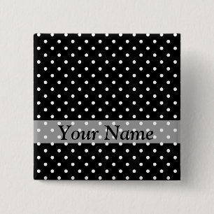 Zwart puntpuntpatroon vierkante button 5,1 cm