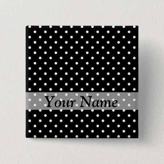 Zwart puntpuntpatroon vierkante button 5,1 cm (Voorkant)