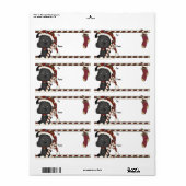 Zwart Puppy en Kerstmis Kous Gift Label (Full Sheet)