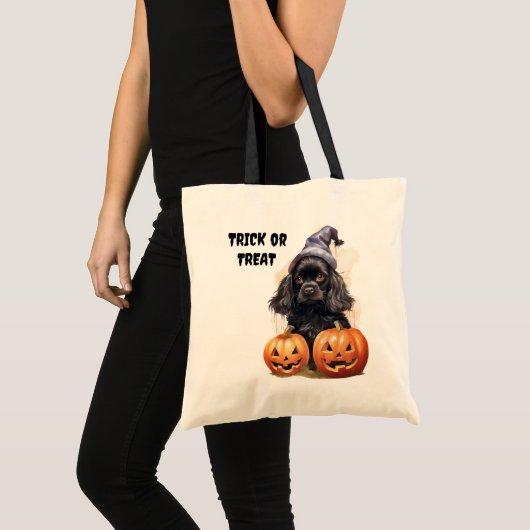 Zwart Puppy Jack o'Lantern Kinder Halloween Tote Bag (Voorkant (product))