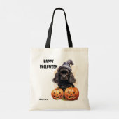 Zwart Puppy Jack o'Lantern Kinder Halloween Tote Bag (Achterkant)