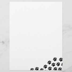 Zwart Puppy Paw Prints met aangepaste tekst Briefhoofd