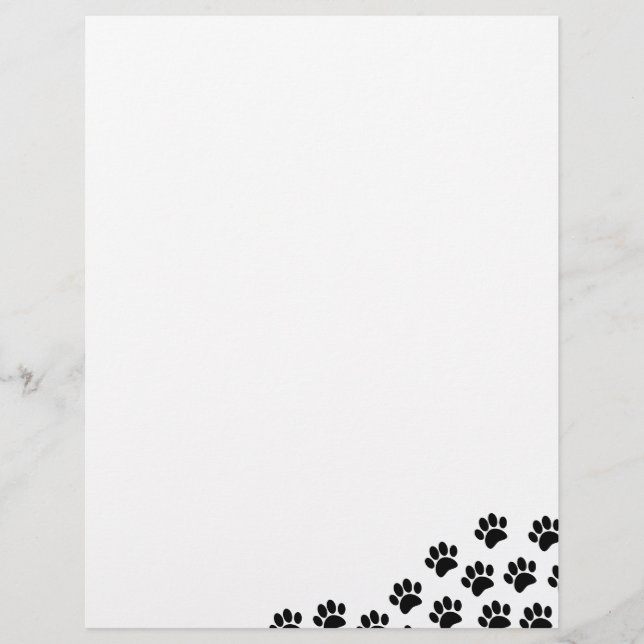 Zwart Puppy Paw Prints met aangepaste tekst Briefhoofd (Voorkant)