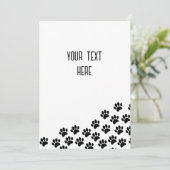 Zwart Puppy Paw Prints met aangepaste tekst Kaart (Staand voorkant)