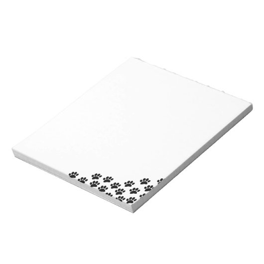 Zwart Puppy Paw Prints met aangepaste tekst Notitieblok (Linkerzijde)