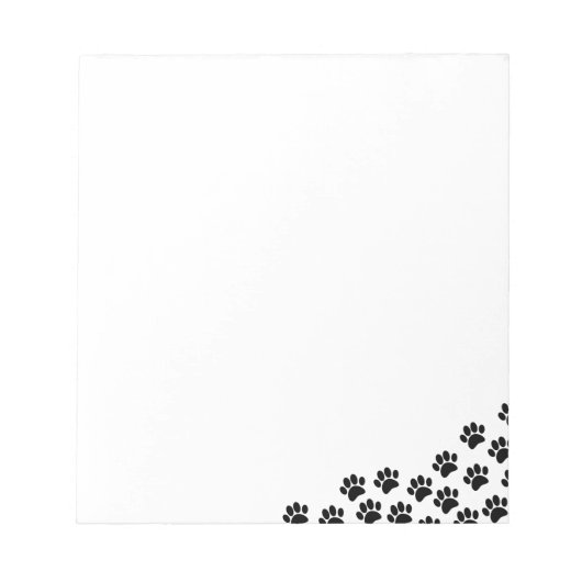 Zwart Puppy Paw Prints met aangepaste tekst Notitieblok (Voorkant)