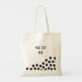 Zwart Puppy Paw Prints met aangepaste tekst Tote Bag (Voorkant)