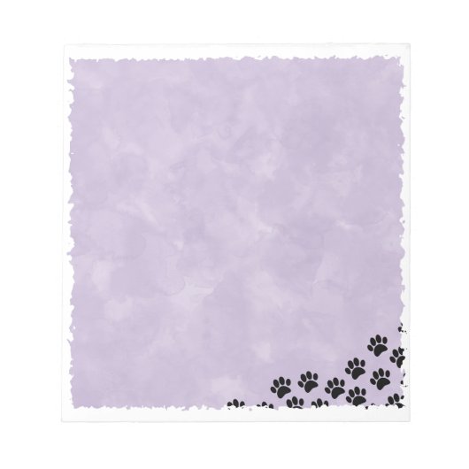 Zwart Puppy Paw Prints Paarse Waterverf Notitieblok (Voorkant)