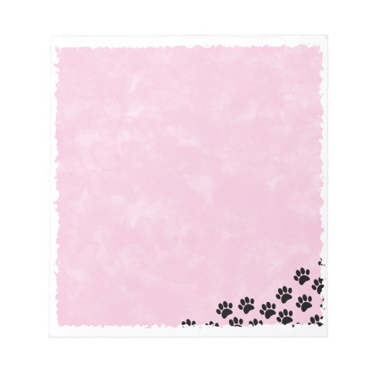 Zwart Puppy Paw Prints Roze Waterverf Notitieblok (Voorkant)