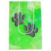 Zwart Puppy Paw Prints Waterverf Medium Cadeauzakje (Achterkant)