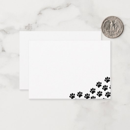 Zwart puppyleenprinters notitiekaartje (Voorkant / Achterkant in situ)