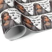 Zwart Purim Princess inpakpapier (Rol Hoek)