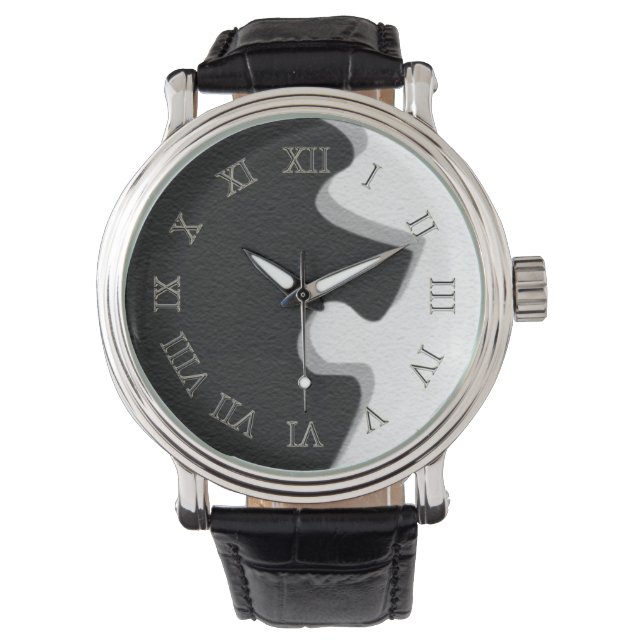 Zwart Puzzel Piece Horloge (Voorkant)