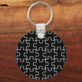 zwart puzzelpatroon sleutelhanger (Voorkant)