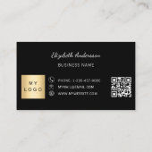 Zwart qr-code bedrijfslogo klantenkaartje (Achterkant)