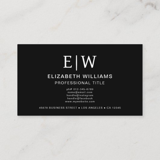 Zwart QR-code Foto Monogram Minimalistisch Visitekaartje (Achterkant)