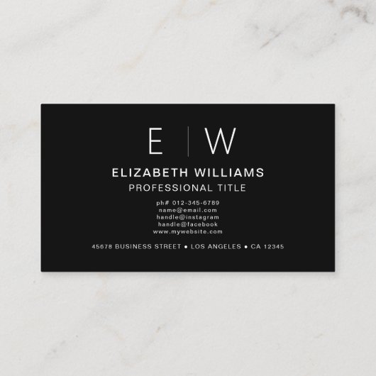 Zwart QR-code Foto Monogram Minimalistisch Visitekaartje (Achterkant)