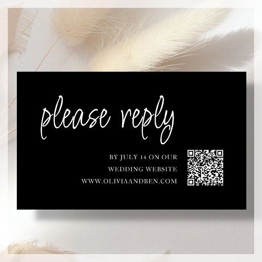 Zwart | QR Code | Huwelijksreactie Informatiekaartje