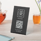 Zwart QR-code menu | Modern contactloos display Reclamebord Met Voetstuk (Insitu)