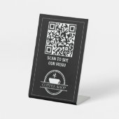 Zwart QR Code Menu Reclamebord Met Voetstuk (Voorkant)