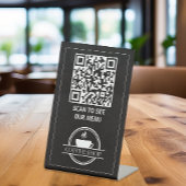 Zwart QR Code Menu Reclamebord Met Voetstuk