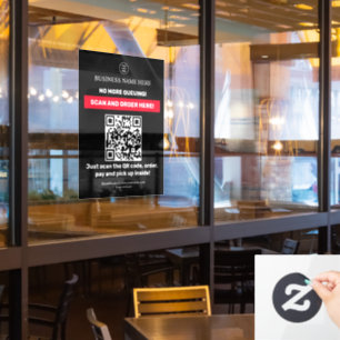 Zwart QR Code Menu Scan Bestel Ramensticker Raamsticker