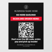 Zwart | QR Code Menu Scan Bestel Ramensticker Raamsticker (Vel)