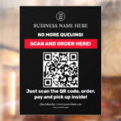 Zwart | QR Code Menu Scan Bestel Ramensticker Raamsticker (Vel 2)
