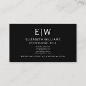 Zwart QR-code monogram minimalistisch Visitekaartje (Achterkant)