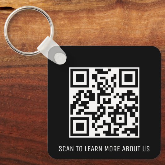 Zwart QR Code Sleutelhanger Custom Logo Square Alu (Voorkant)