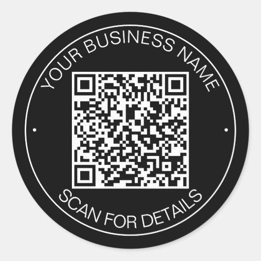 Zwart QR Code Smart Contact Ronde Sticker (Voorkant)