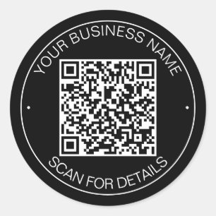 Zwart QR Code Smart Contact Ronde Sticker
