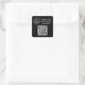 Zwart QR Code Smart Contact Vierkante Sticker (Tas)