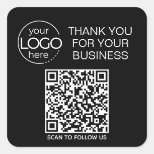 Zwart QR Code Smart Contact Vierkante Sticker