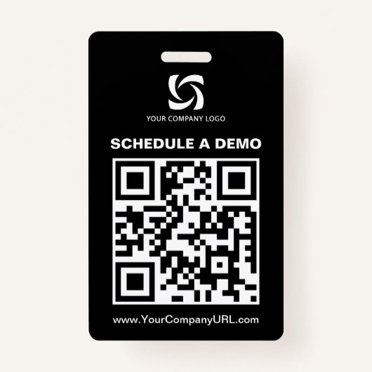 Zwart QR Code Website Tradeshow Sign Badge (Voorkant)