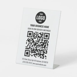 Zwart QR-code zakelijk voetstukbord met logo Reclamebord Met Voetstuk