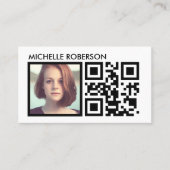 Zwart qr en foto visitekaartje (Voorkant)