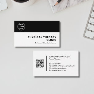 Zwart QR-professionele logo fysiotherapiekliniek Visitekaartje