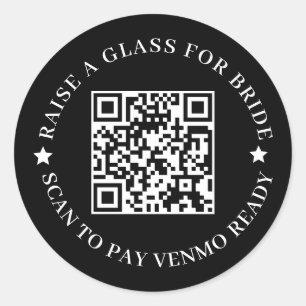 Zwart QR vrijgezellenfeest ontwerp Ronde Sticker