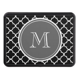 Zwart Quatrefoil Patroon, Grijs Monogram Trekhaak Afdekplaat