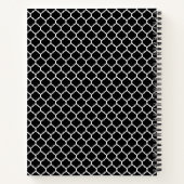 Zwart Quatrefoil Pattern Gepersonaliseerd Notitieb Notitieboek (Achterkant)