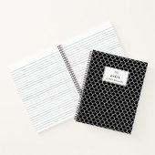 Zwart Quatrefoil Pattern Gepersonaliseerd Notitieb Notitieboek (Binnen)
