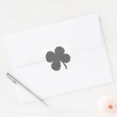 Zwart Quatrefoil Shamrock Vierkante Sticker (Envelop)